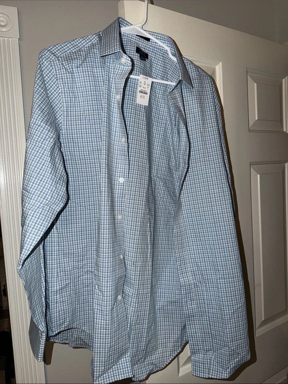 J. Crew Light Blue and White Check Dress Shirt